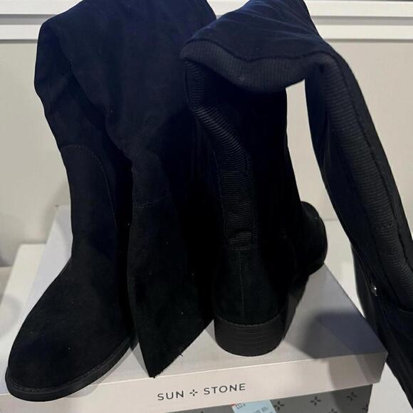 SUN STONE Womens Black Slip Resistant Allicce Round Toe Zip-Up Boots Shoes 7 WC - Picture 8 of 10